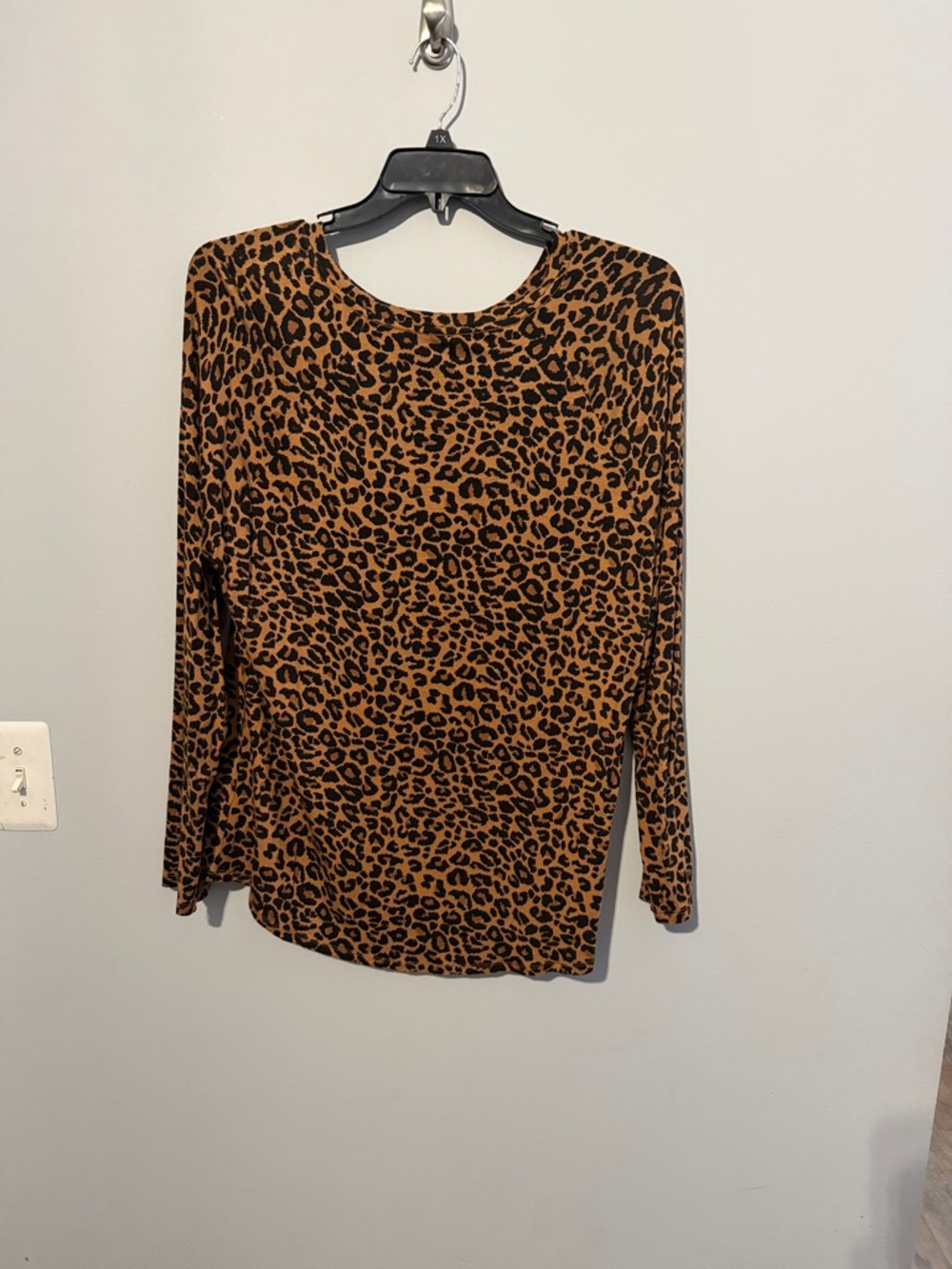 Leopard Print Long Sleeve Women's Top - Brown/Black